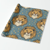 Lion schattige cartoon patroonillustratie cadeaupapier (Uitgerold)