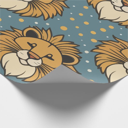 Lion schattige cartoon patroonillustratie cadeaupapier (Hoek)