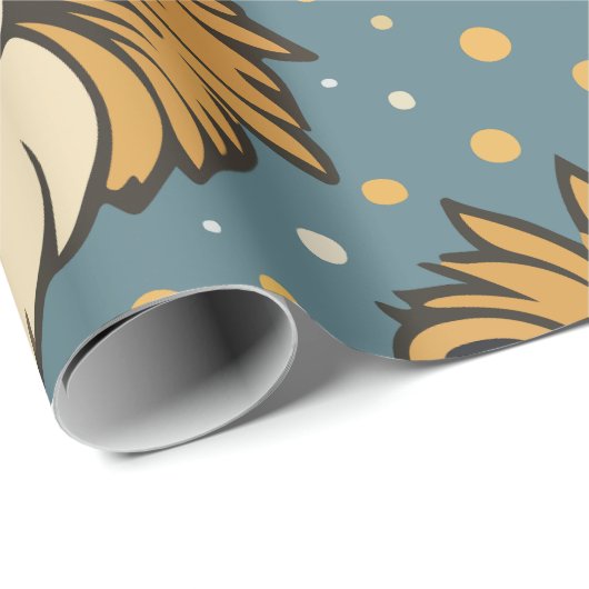 Lion schattige cartoon patroonillustratie cadeaupapier (Rol Hoek)