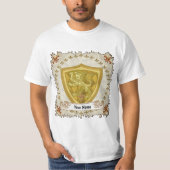 Lion Shield Family Crest Achternaam T-shirt (Voorkant)