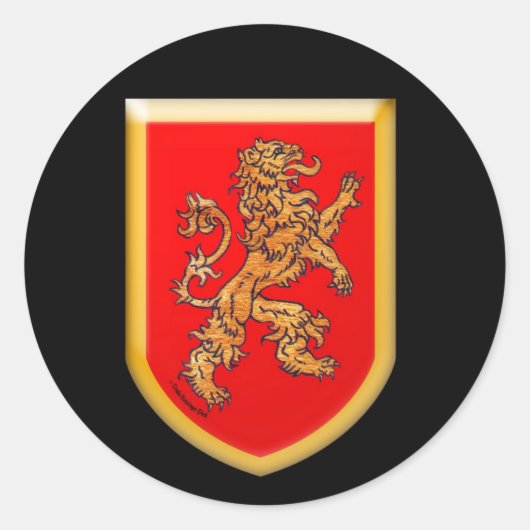 Lion Shield Gold Red Ronde Sticker (Voorkant)