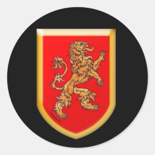 Lion Shield Gold Red Ronde Sticker