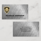 Lion Shield | Metalen textuur achtergrond Visitekaartje (Voorkant / Achterkant)