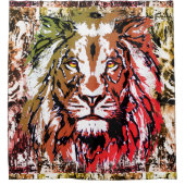 Lion Shower Curtain | Colorful Lion Douchegordijn (Voorkant)