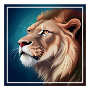 Lion Side Posed Portrait-56557 Perfect Poster