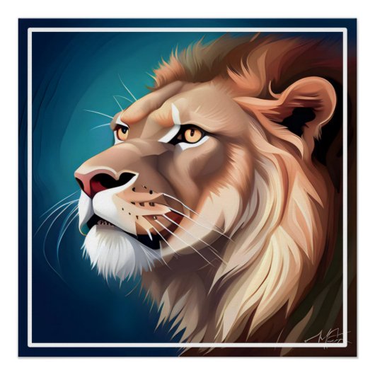 Lion Side Posed Portrait-56557 Perfect Poster (Voorkant)