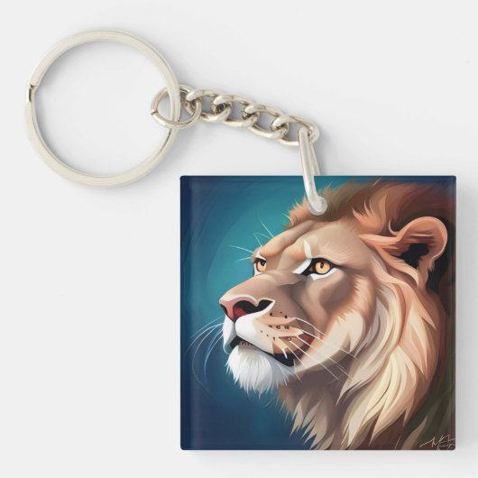 Lion Side Posed Portrait-56557 Sleutelhanger (voorkant)