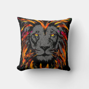 Lion Sierkussen   Illustratie Oranje donkere leeuw