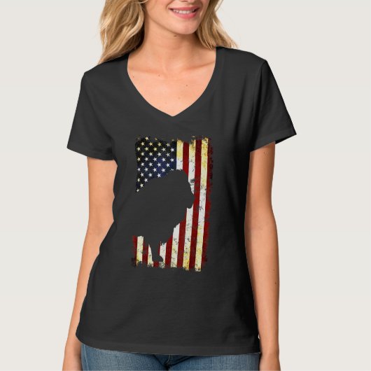 Lion Silhouette American Flag 4 juli T-shirt (Voorkant)