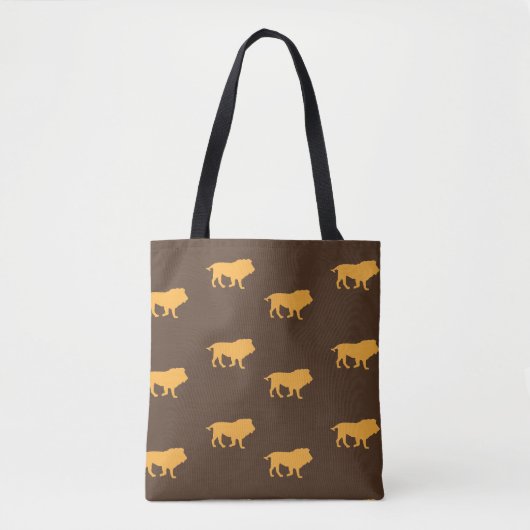Lion silhouette op bruin tote bag (Voorkant)