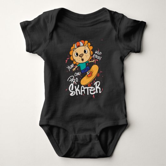 Lion skateboard baby bodysuit (Voorkant)