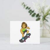 Lion Skater Skateboard Briefkaart (Staand voorkant)