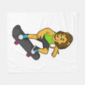 Lion Skater Skateboard Fleece Deken (Voorkant (Horizontaal))