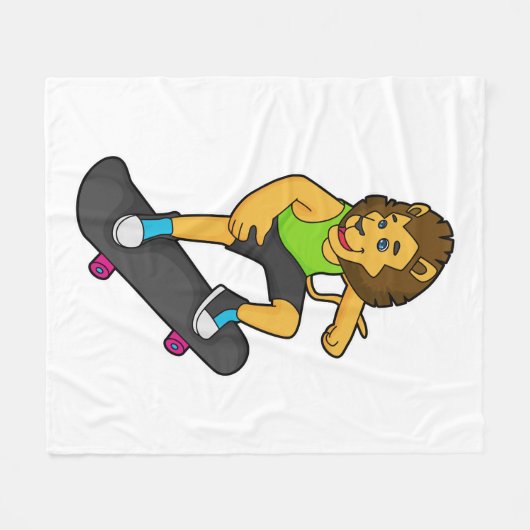 Lion Skater Skateboard Fleece Deken (Voorkant (Horizontaal))