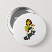 Lion Skater Skateboard Ronde Button 7,6 Cm (Voorkant /achterkant)