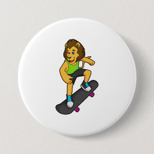 Lion Skater Skateboard Ronde Button 7,6 Cm