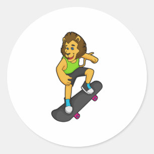 Lion Skater Skateboard Ronde Sticker