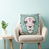 Lion Skull en Roze Paarse Blauwe Munt Pillow Kussen (Stoel)