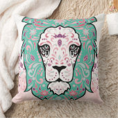 Lion Skull en Roze Paarse Blauwe Munt Pillow Kussen (Deken)