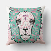 Lion Skull en Roze Paarse Blauwe Munt Pillow Kussen (Achterkant)