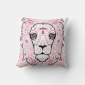 Lion Skull en Roze Paarse Blauwe Munt Pillow Kussen (Voorkant)