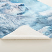 Lion snow lying down art animal sherpa deken (3/4)