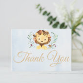 Lion Soft Waterverf blauw bedankje Bedankkaart (Staand voorkant)
