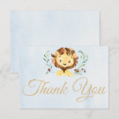 Lion Soft Waterverf blauw bedankje Bedankkaart (Voorkant / Achterkant)
