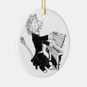 Lion Spelling Piano Antiek Louis Wain Drawing Keramisch Ornament (Rechts)