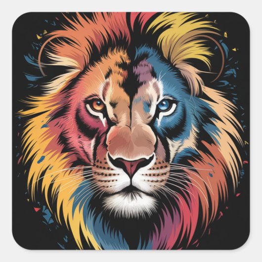 Lion Spiral Notitieboeken Vierkante Sticker (Voorkant)