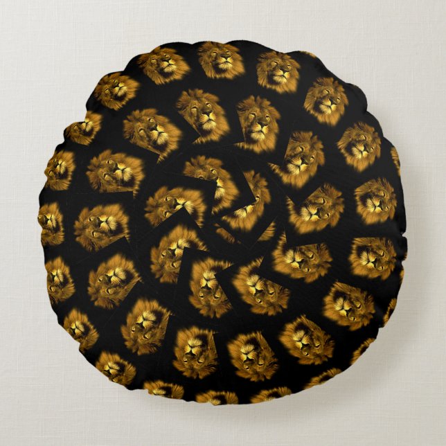 Lion Spiral Pattern Rond Kussen (Voorkant)
