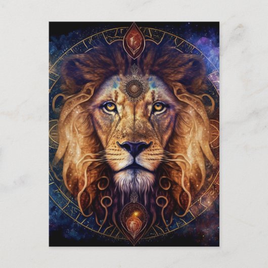 Lion Spirit Mandala Visionary Art Briefkaart (Voorkant)