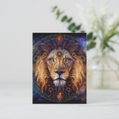 Lion Spirit Mandala Visionary Art Briefkaart (Staand voorkant)
