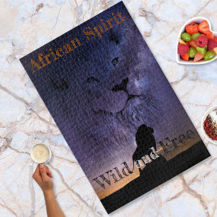 Lion Spirit Wild and Free Silhouette Setting Sun Legpuzzel