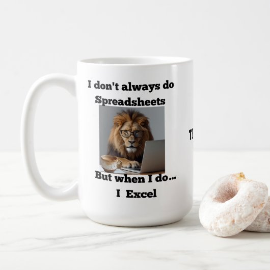 lion spreadsheet office Mug Koffiemok (Met donut)