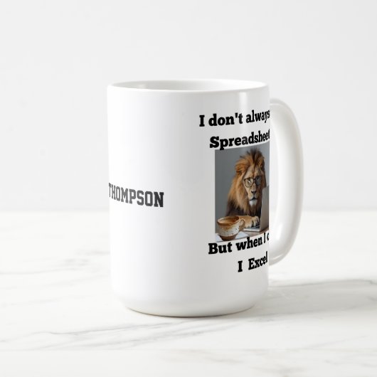 lion spreadsheet office Mug Koffiemok (Voorkant rechts)