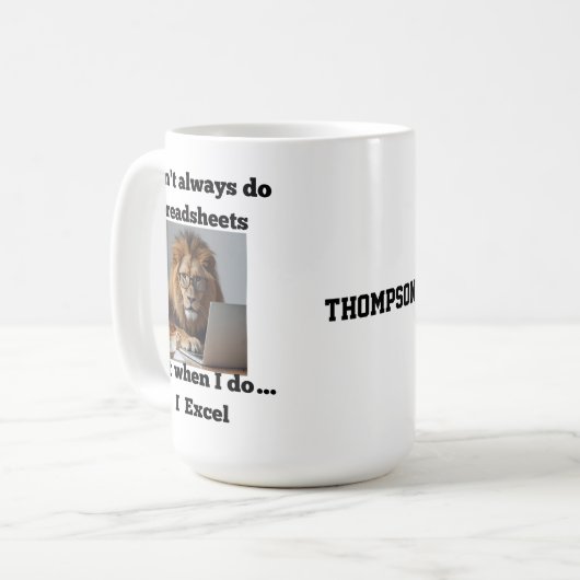 lion spreadsheet office Mug Koffiemok (Voorkant links)