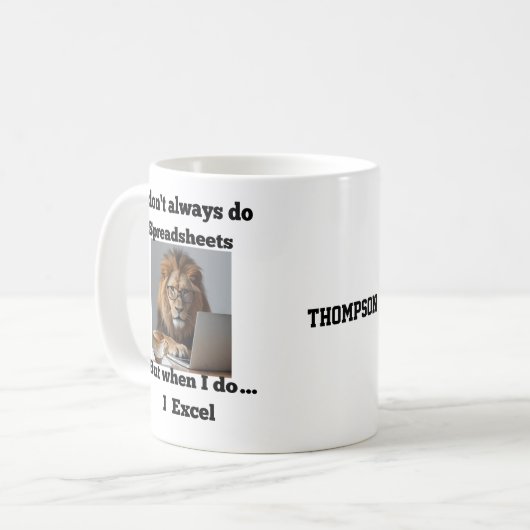 lion spreadsheet office Mug Koffiemok (Voorkant links)