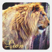 Lion [Square Seal] Vierkante Sticker (Voorkant)