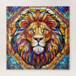 Lion Stained Glass  Legpuzzel<br><div class="desc">A cool lion picture in watercolor and stained glass,  perfect for get togethers,  parties,  kids,  puzzling as a hobby,  etc.</div>