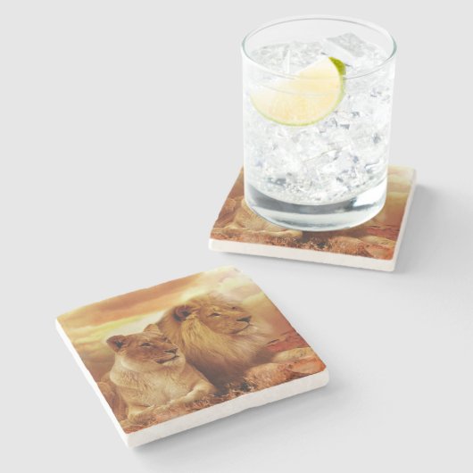 Lion Stenen Onderzetter (Zijkant)