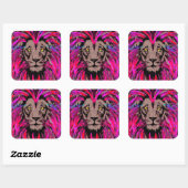 Lion Sticker - Girly Pink Lion Sticker Square (Vel)