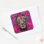 Lion Sticker - Girly Pink Lion Sticker Square (Envelop)