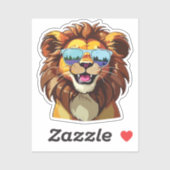 Lion Sticker with Aviator Sunglasses  (Vel)