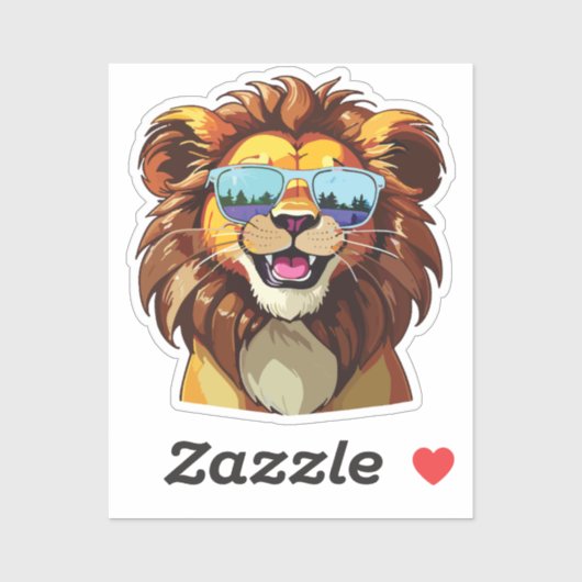 Lion Sticker with Aviator Sunglasses  (Vel)
