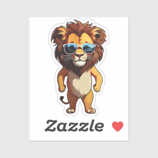 Lion Sticker with Aviator Sunglasses (Vel)