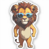 Lion Sticker with Aviator Sunglasses (Voorkant)