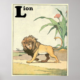 Lion Storybook Illustrated Alphabet Poster