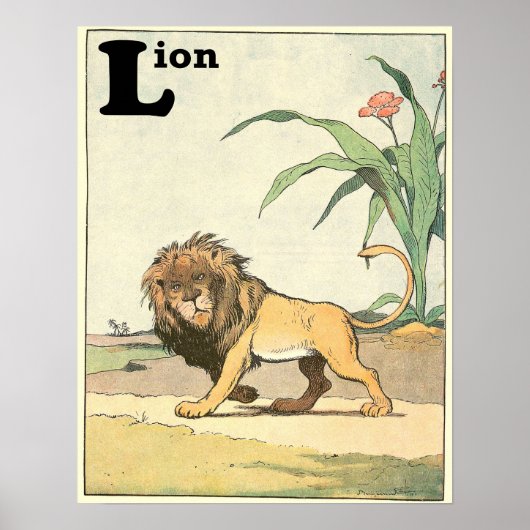 Lion Storybook Illustrated Alphabet Poster (Voorkant)
