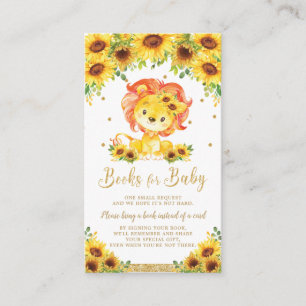 Lion Sunflower Baby shower Breng een boek Informatiekaartje